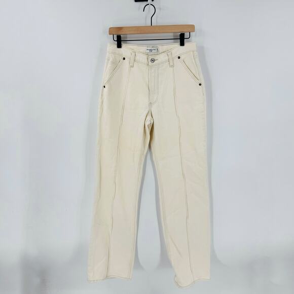 Abercrombie & Fitch Baggy High Rise Jeans Cream White Size 2 Clean Neutral - Picture 1 of 7
